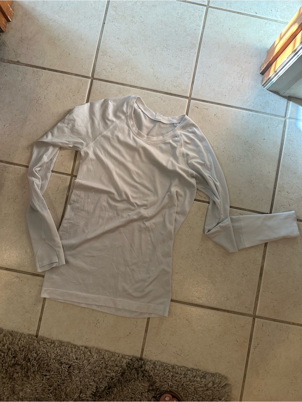 lululemon athletica White Ribbed Crew Neck Top